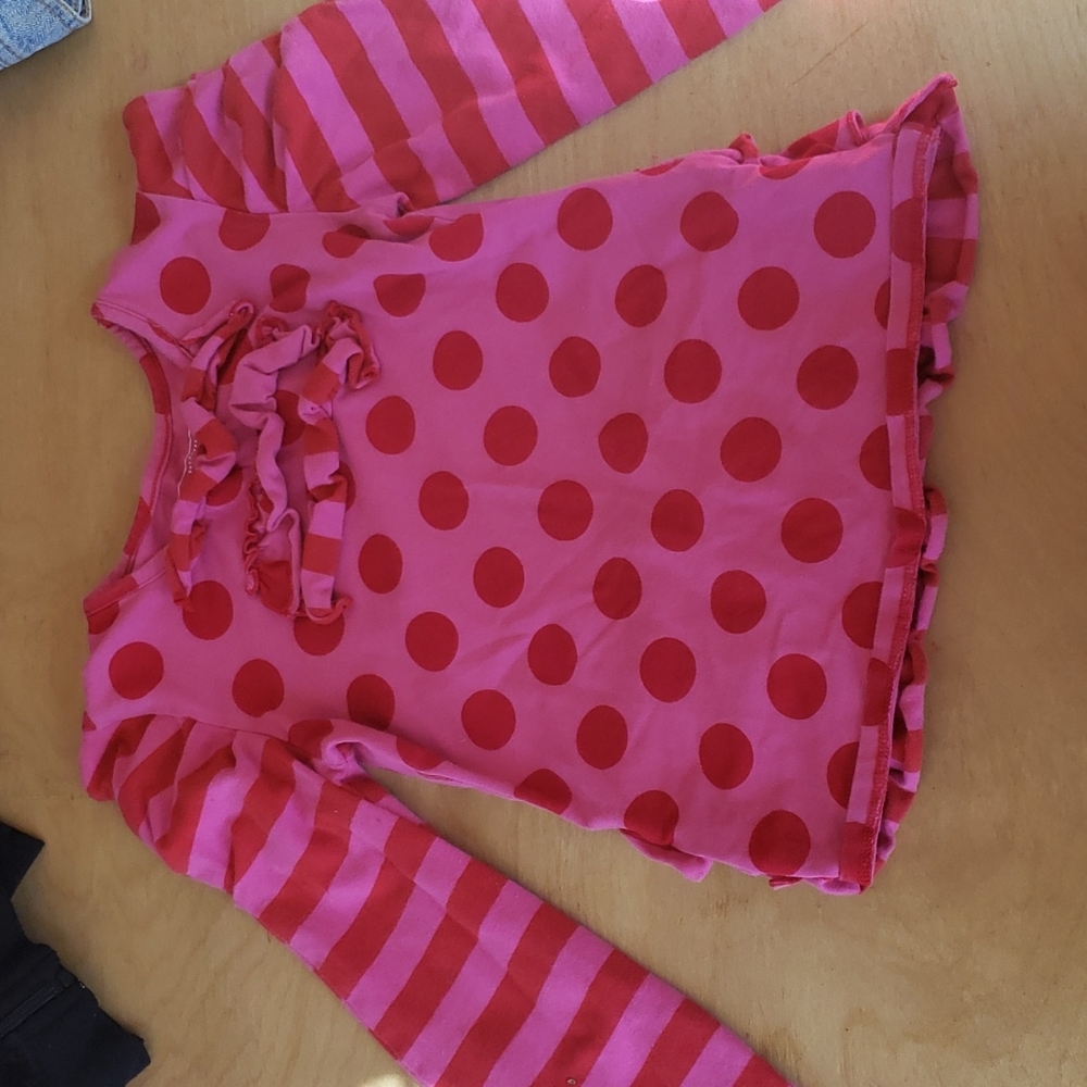 Mustard Pie 5 pink and red polkadot top euc